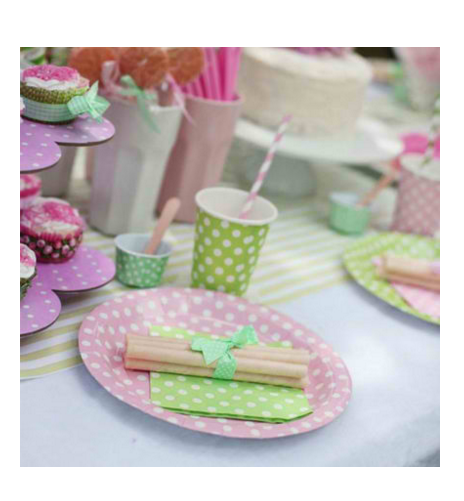 Polka dots paper plates for birthday party