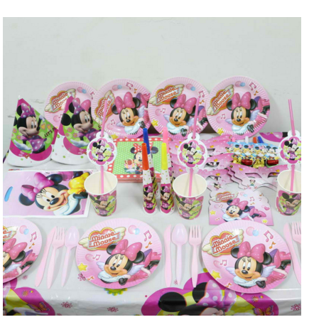 Paper plate cup tablecloth cartoon Minnie Mouse Party Supplies